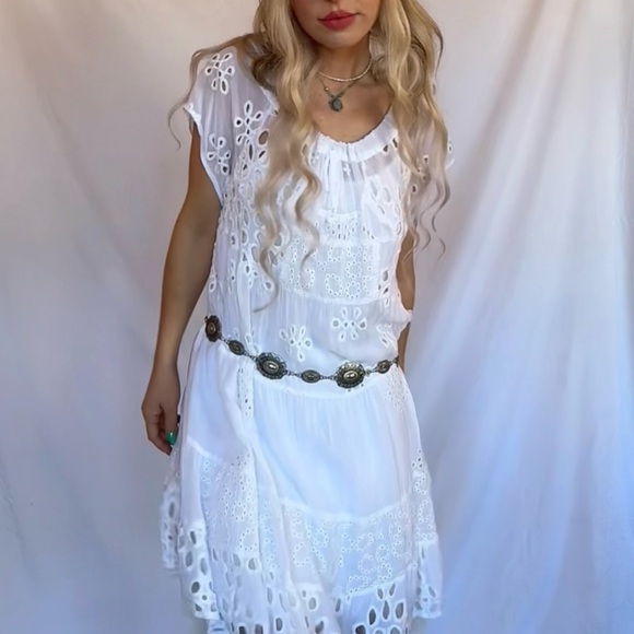 Johnny Was White Eyelet Mini Dress - Picture 3 of 9